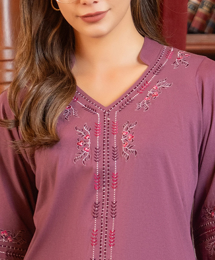 Elegant V-Neck Embroidered Co-Ord Set