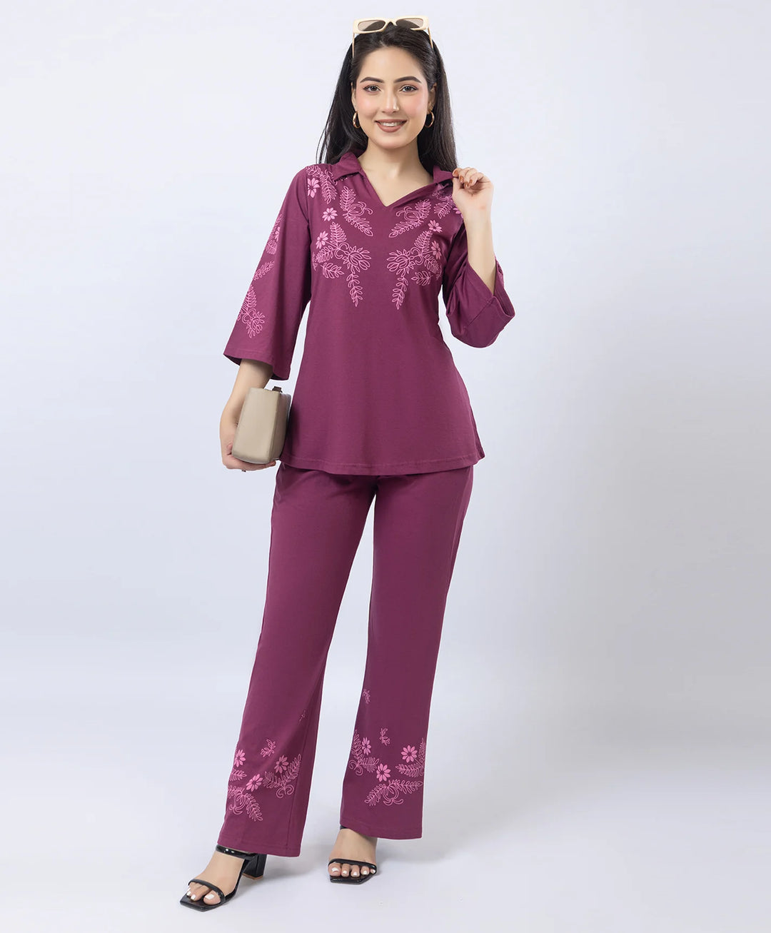 Premium V-Neck Printed Co-Ord Set