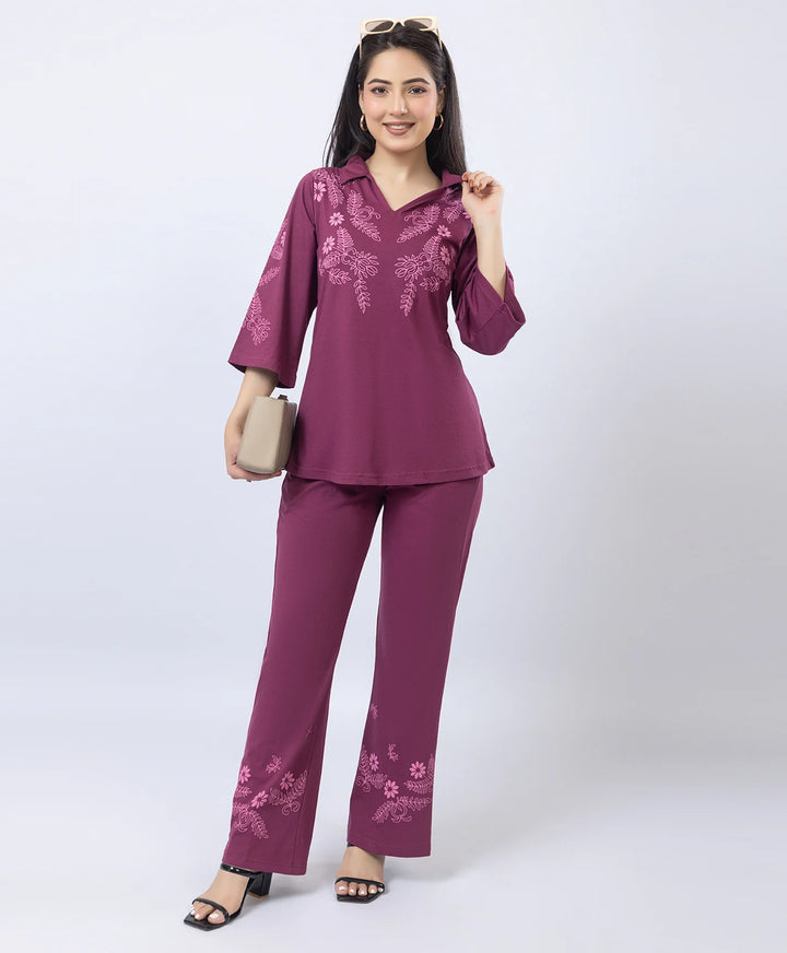 Premium V-Neck Printed Co-Ord Set