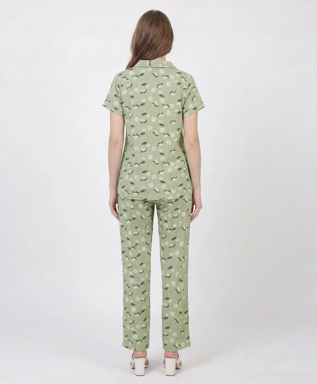 Floral Charm Front Open Night Suit