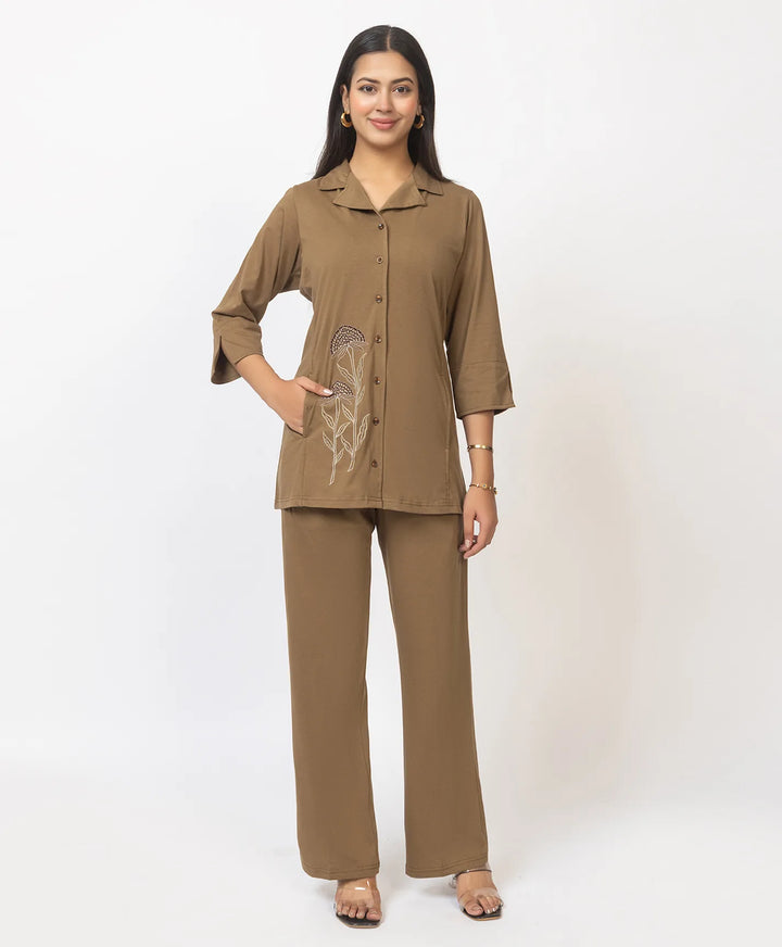 Premium Embroidered Collared Co-Ord Set