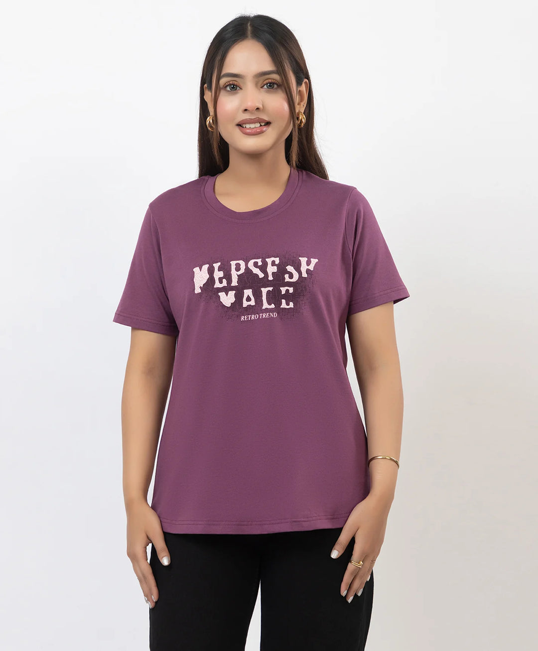Premium Graphic Print Round Neck Short Sleeve Top