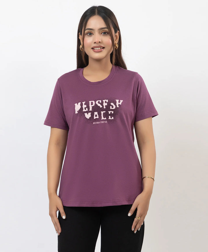 Premium Graphic Print Round Neck Short Sleeve Top