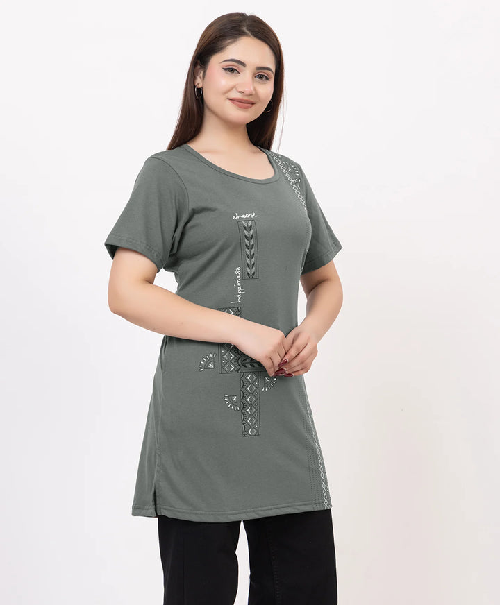 Casual Grace Printed Long Top