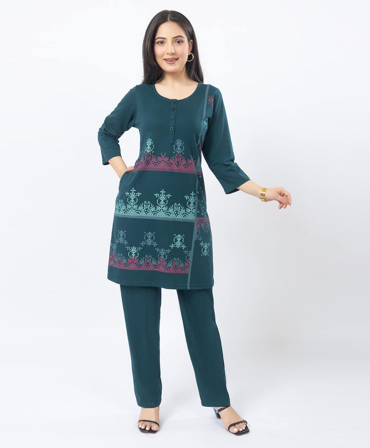 Contemporary Printed Kurta Set with Straight Pants