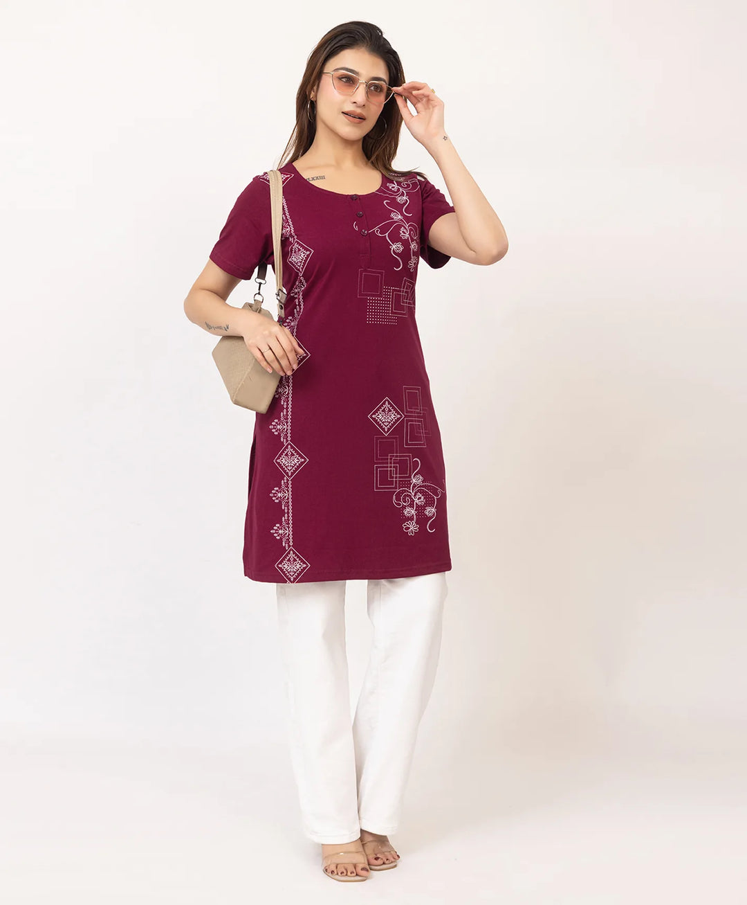 Abstract Botanical Long Top