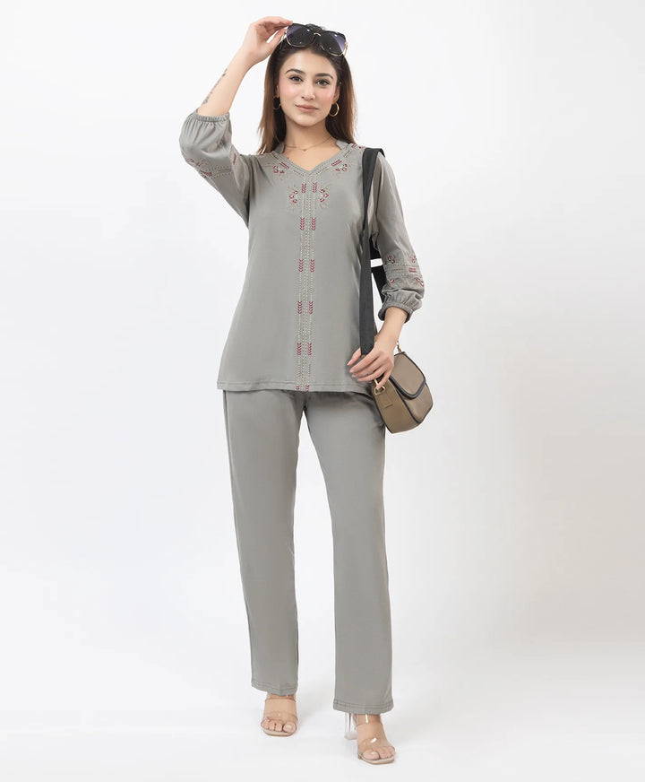 Modern Embroidered Relaxed Co-Ord Set