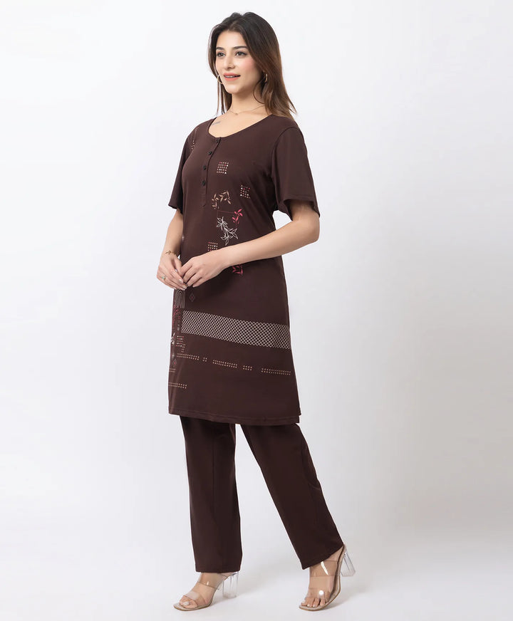 Plus Size Printed Kurta with Matching Pants