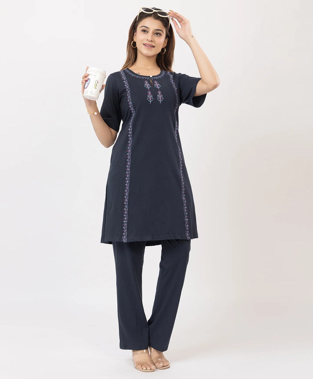 Classic Embroidered Kurta with Pants