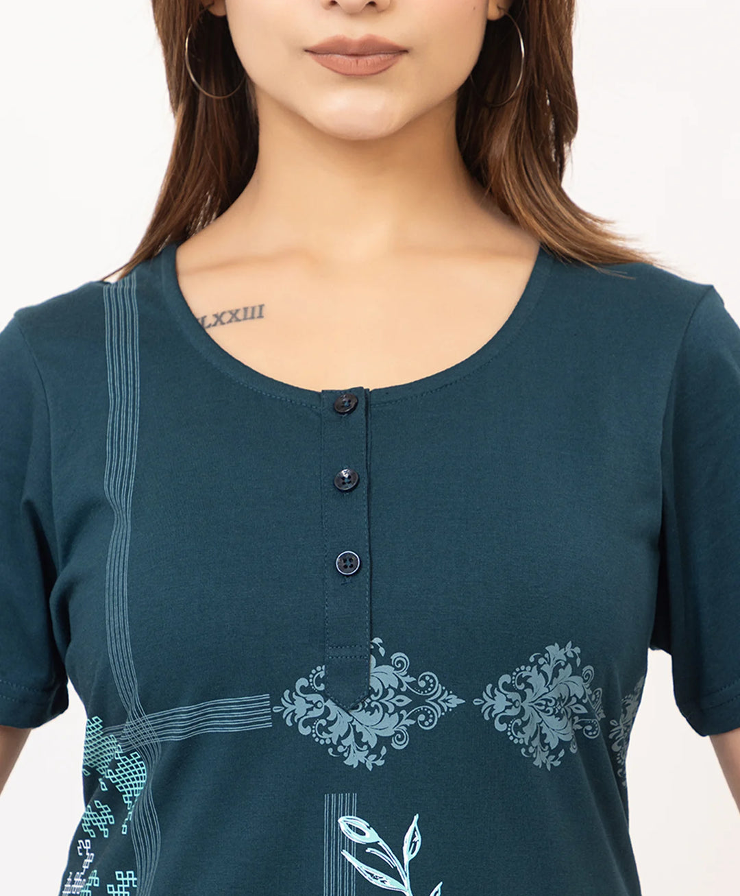 Abstract Botanical Long Top