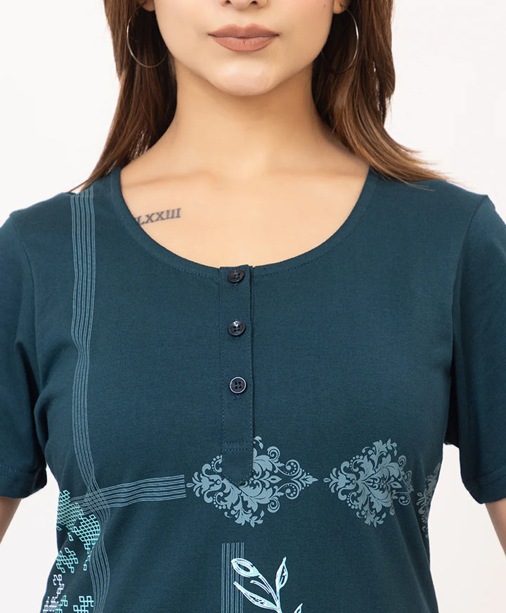 Abstract Botanical Long Top