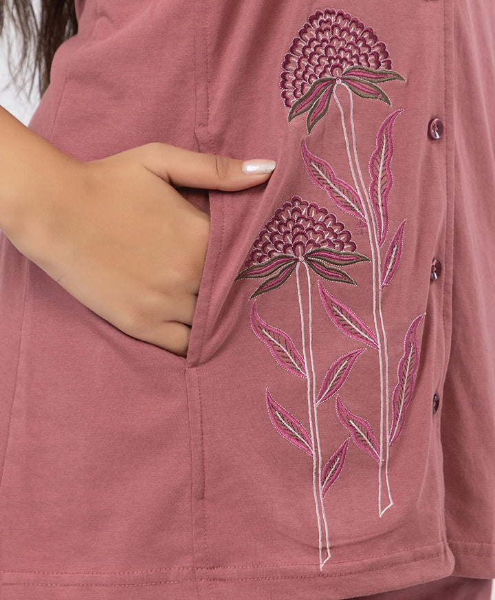 Premium Embroidered Collared Co-Ord Set