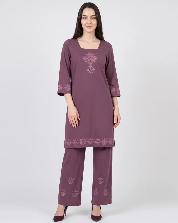 Soft Geometric Long Kurta Set