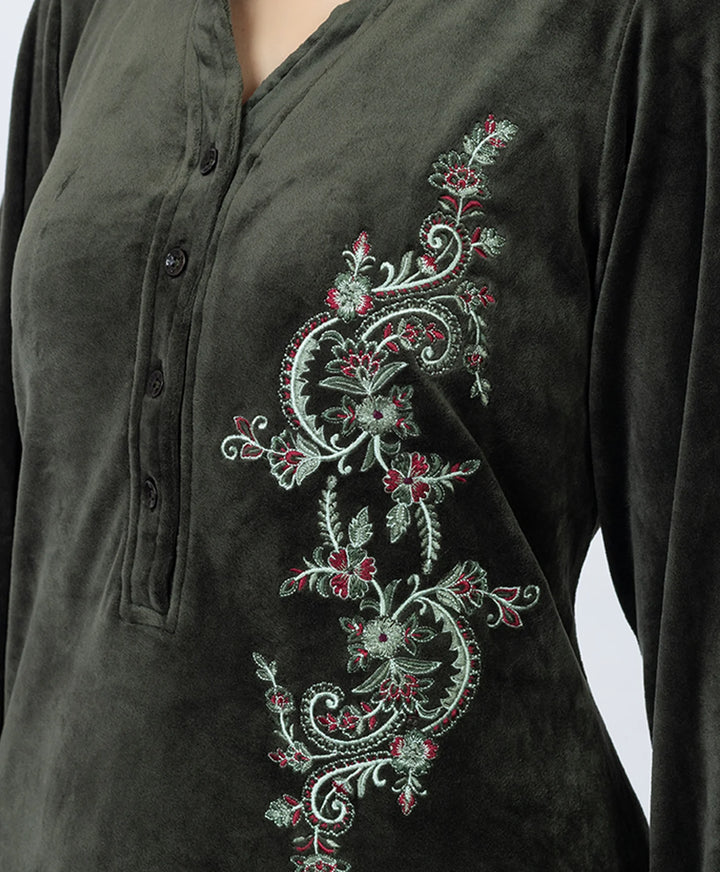 Premium Kurta Set with Band Neck and Sparkle Print
