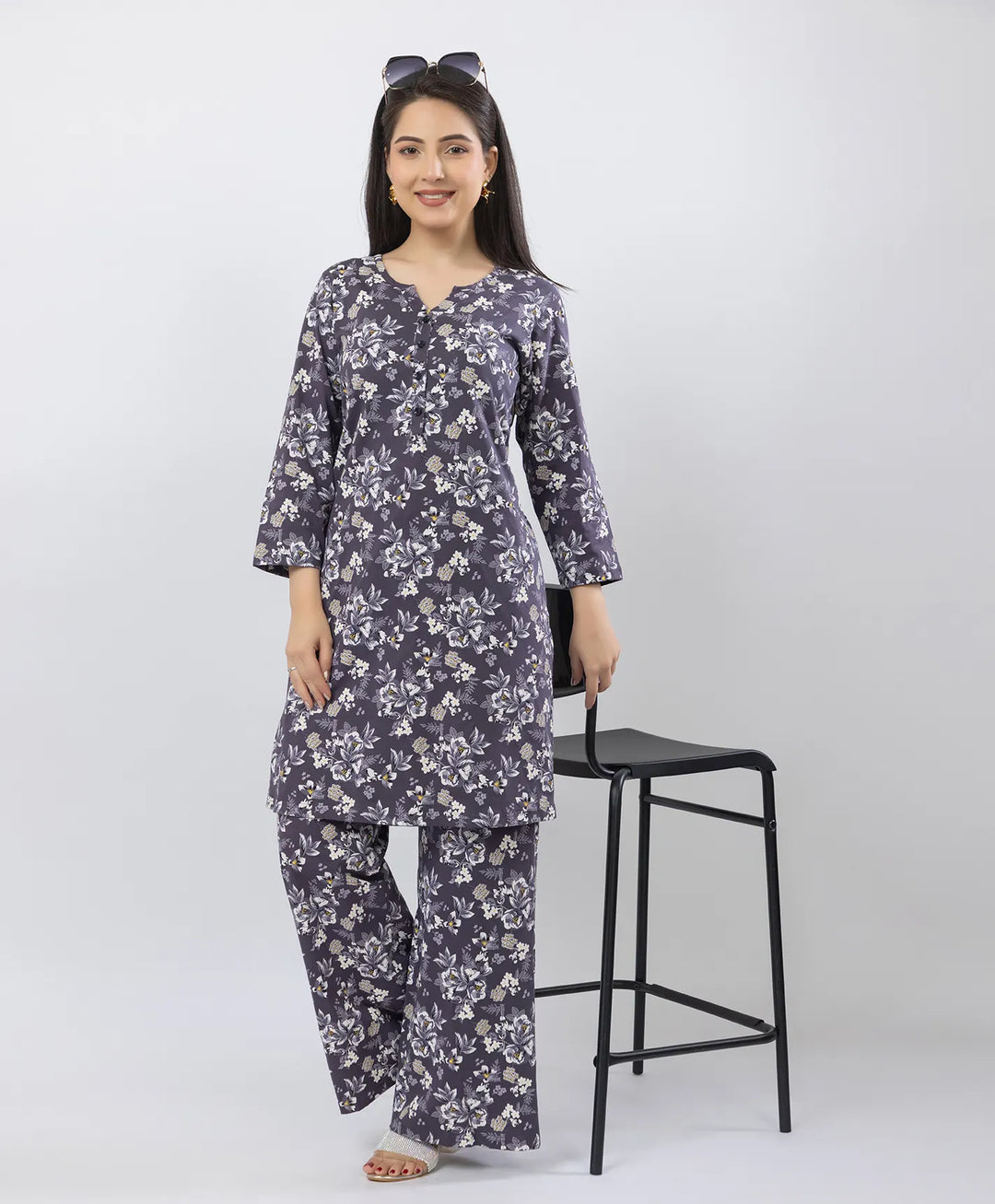 Elegant Printed Kurta & Plazzo Ensemble