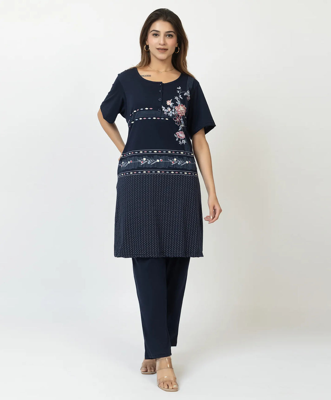Plus Size Printed Kurta with Matching Pants