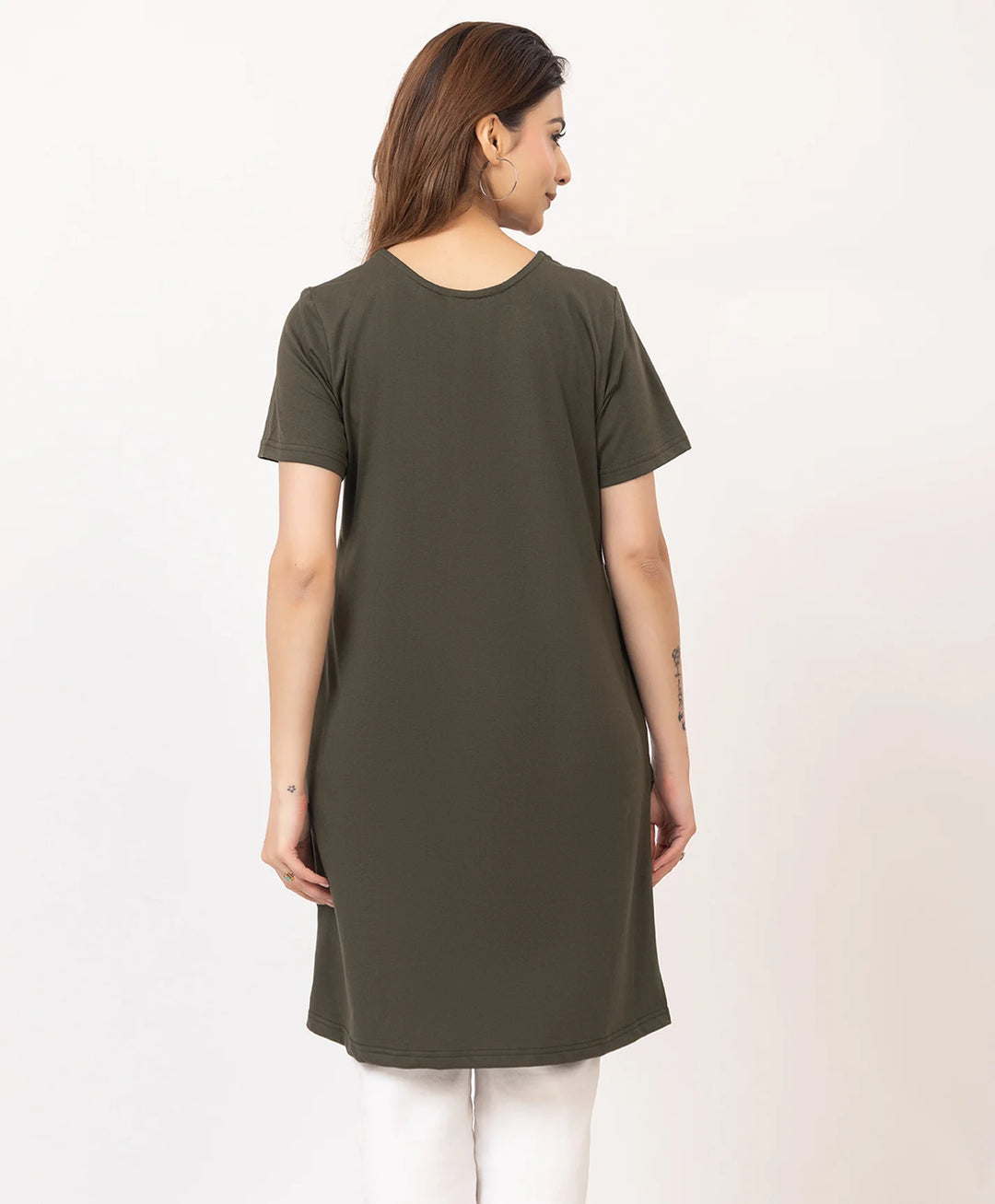 Abstract Botanical Long Top
