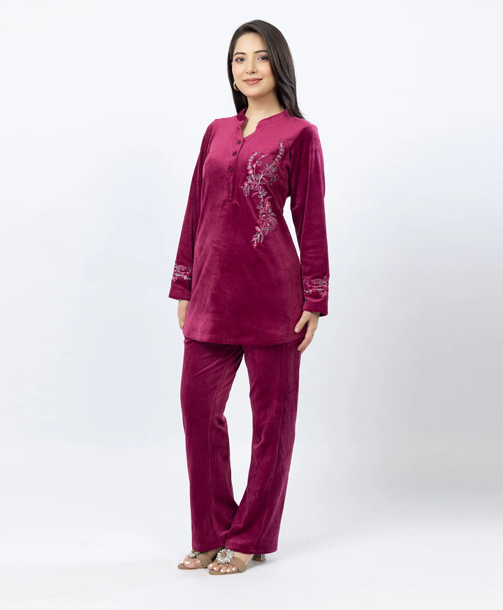Premium Kurta Set with Band Neck and Sparkle Print