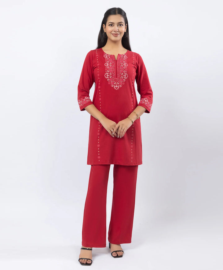 Embroidered-Style Printed Kurta Set