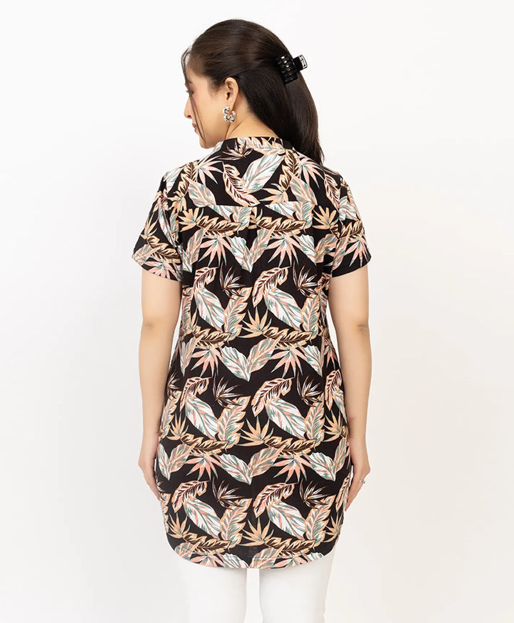 Floral Print Short Sleeve Tunic Kurti
