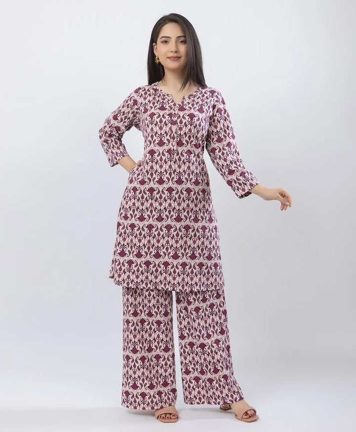 Elegant Printed Kurta & Plazzo Ensemble