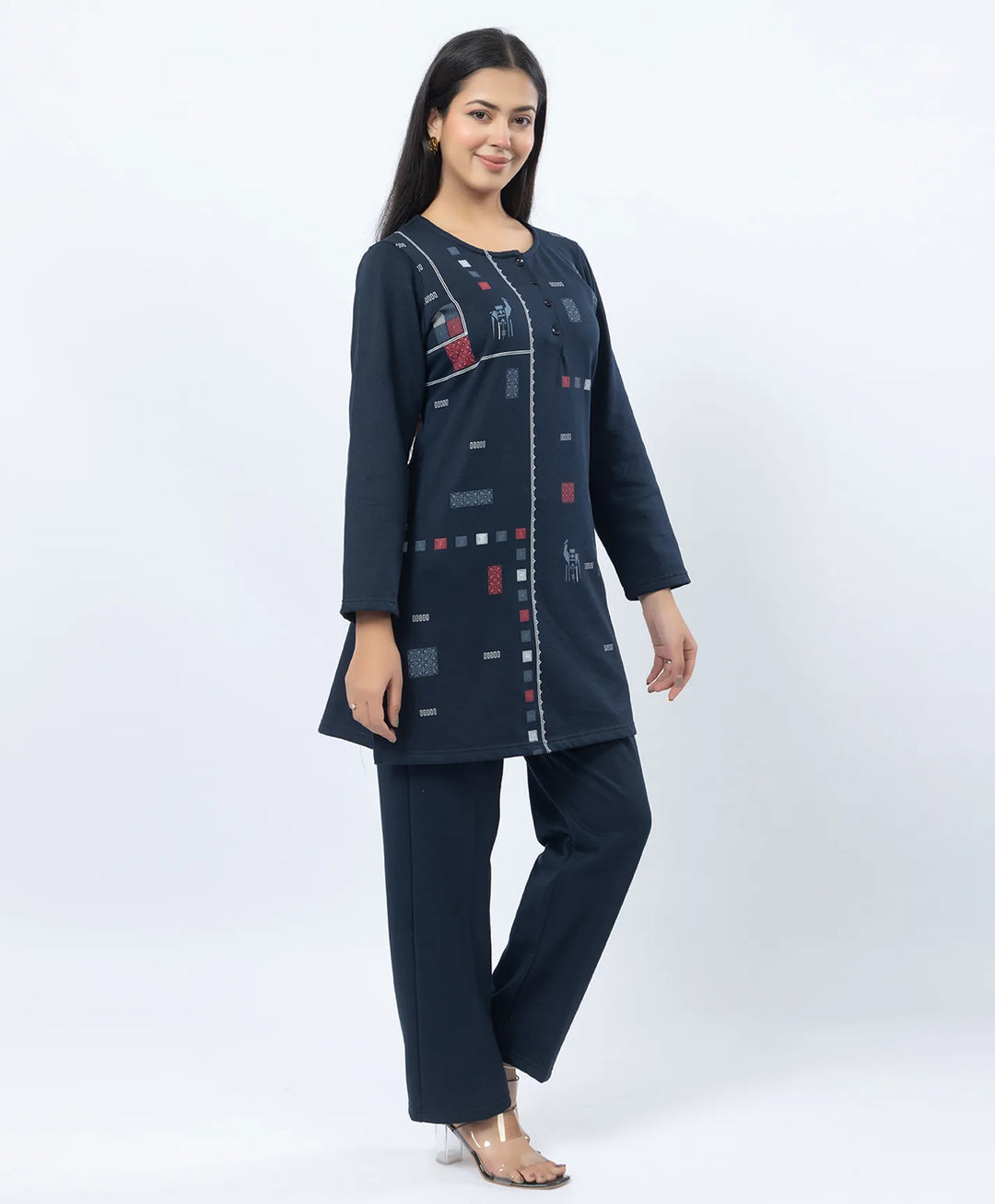 Full Sleeve Open Placket Kurta with Straight Fit Pants