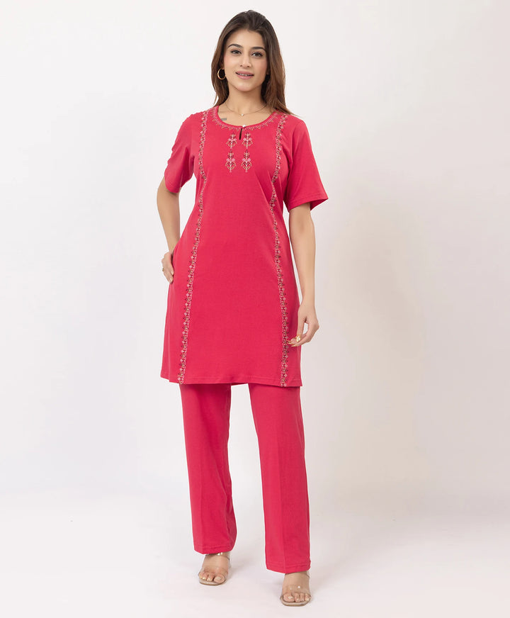 Classic Embroidered Kurta with Pants