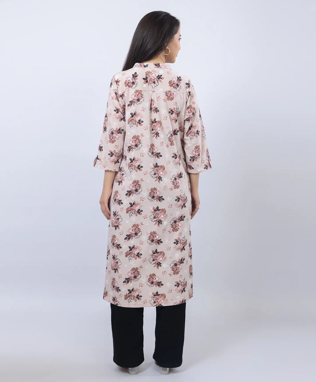 Floral Print Straight Silhouette Long Kurti