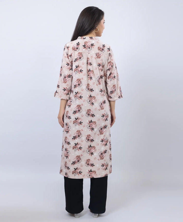 Floral Print Straight Silhouette Long Kurti