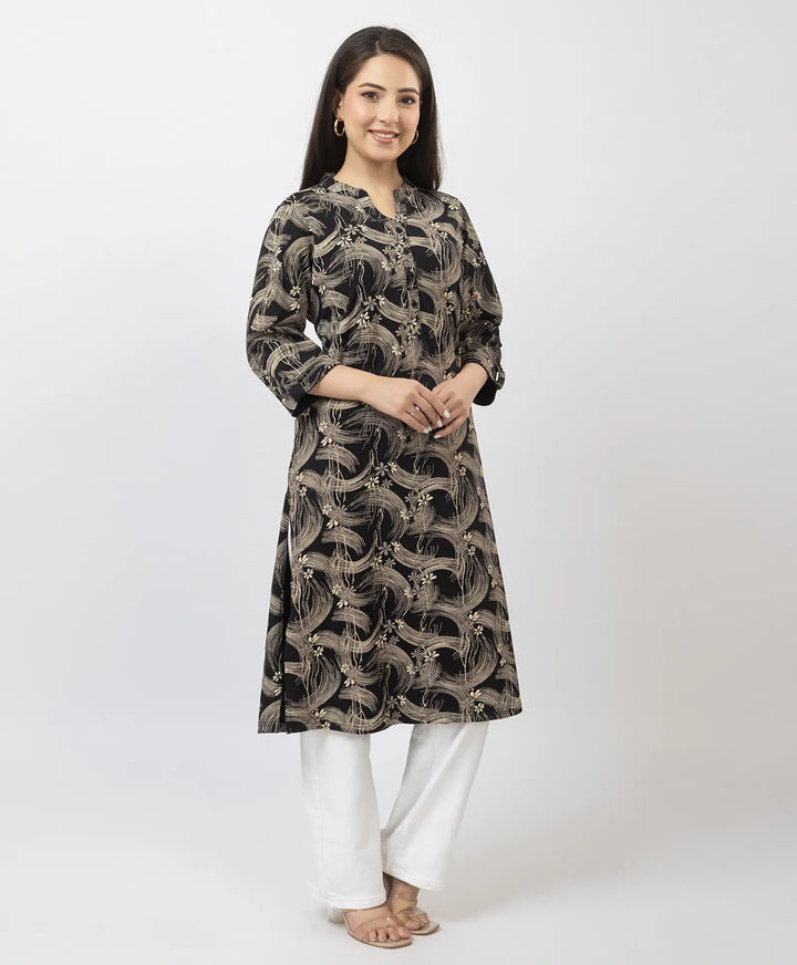 Elegant Printed Straight Fit Long Kurti