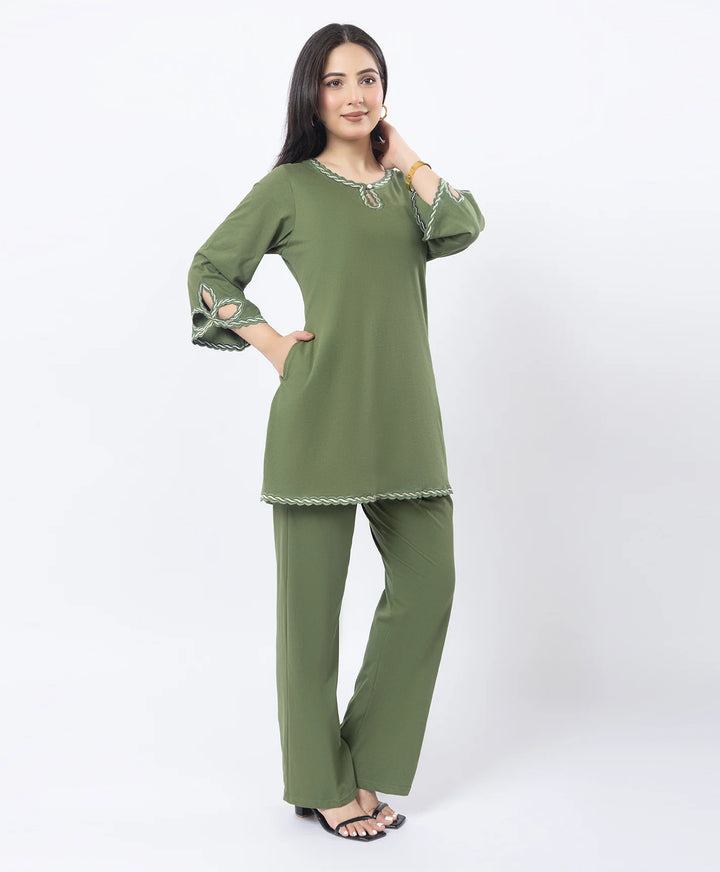 Ethnic Straight Kurta Set with Embroidered Neck and Sleeves